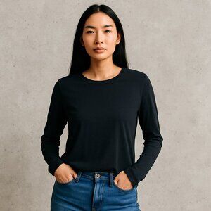 Athleta Black Long Sleeve Top Women’s Medium Stretch Athleisure Activewear